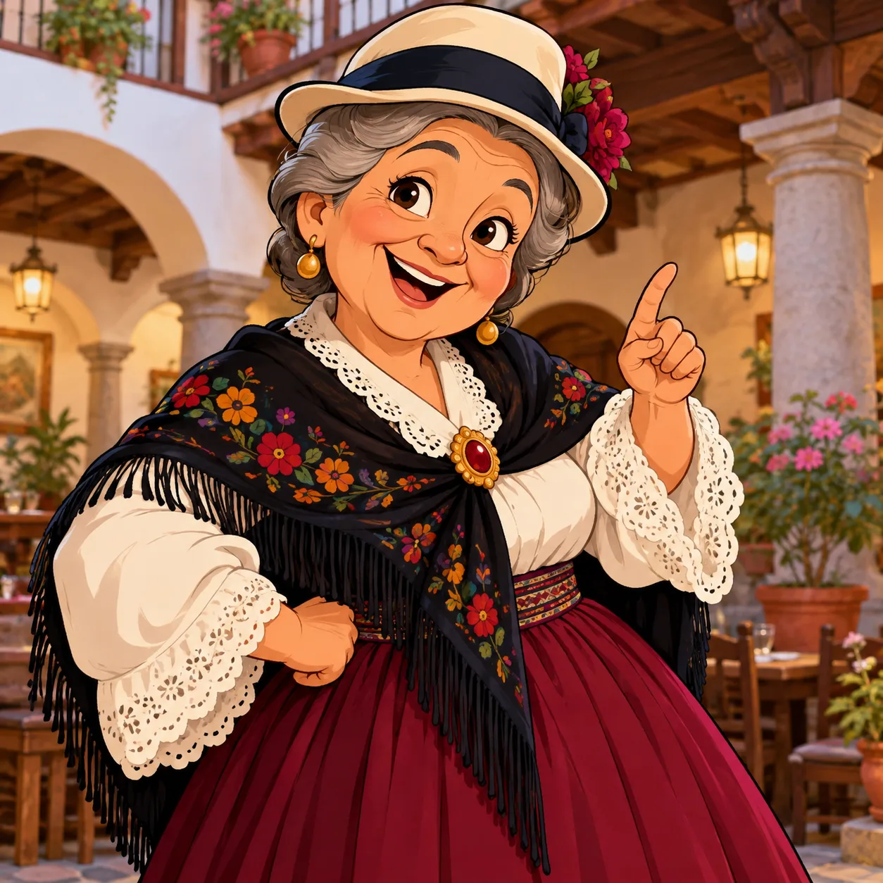 Abuela Andina en Patio Colonial