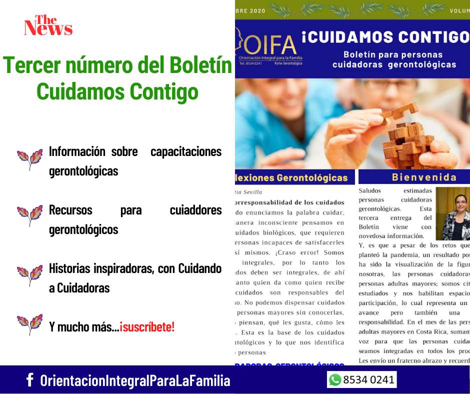 Tercer número del Boletín Cuidamos Contigo, solicítalo ya, es gratuito.