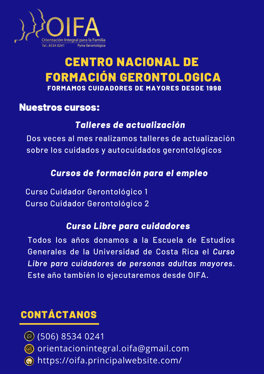 Oferta de capacitación para cuidadores gerontológicos 2021