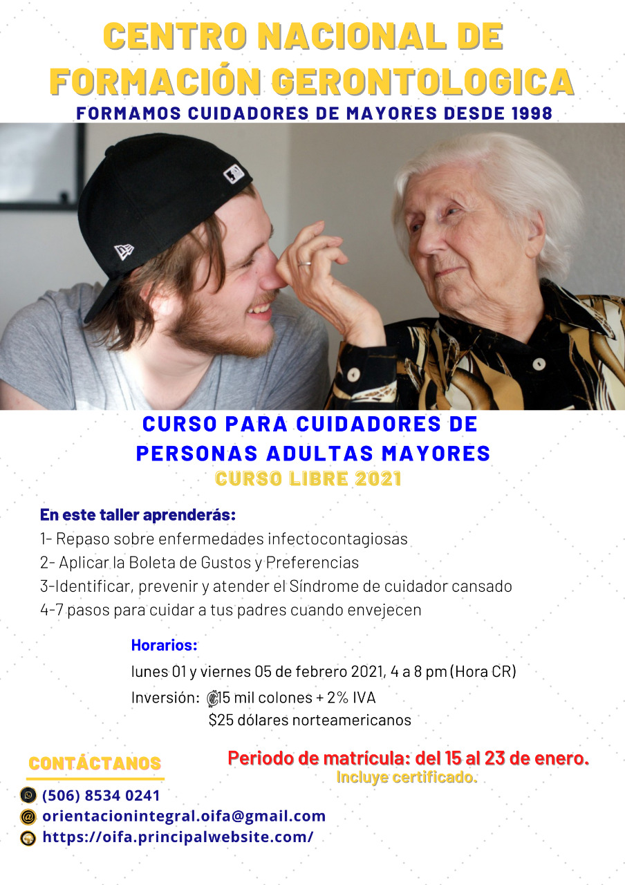Curso Libre para personas cuidadoras gerontológicas