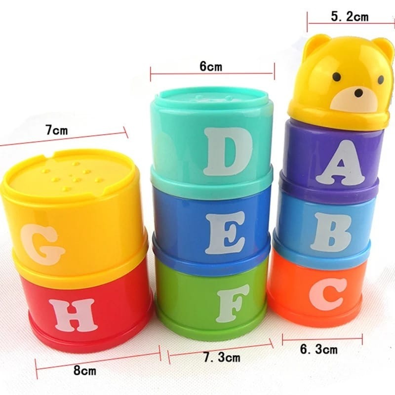 Apilables en Colores con Letras, Números y Cara de Osito para bebés